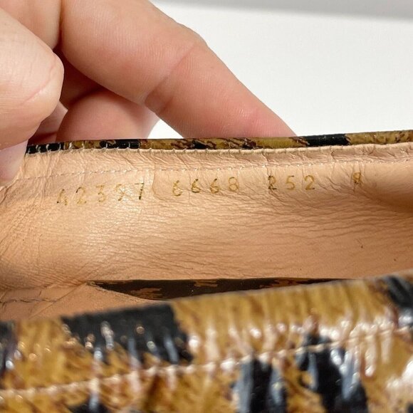 Casadei Womens Leopard Shoes Patent Leather Gold Tone Ring Brown 8 Animal Print - Picture 11 of 13